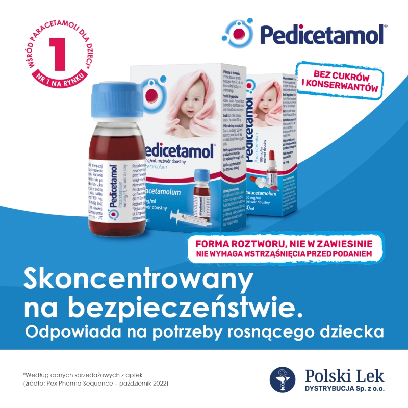 Pedicetamol, roztwór na gorączkę u dzieci, butelka 60 ml KRÓTKA DATA 31.08.2026