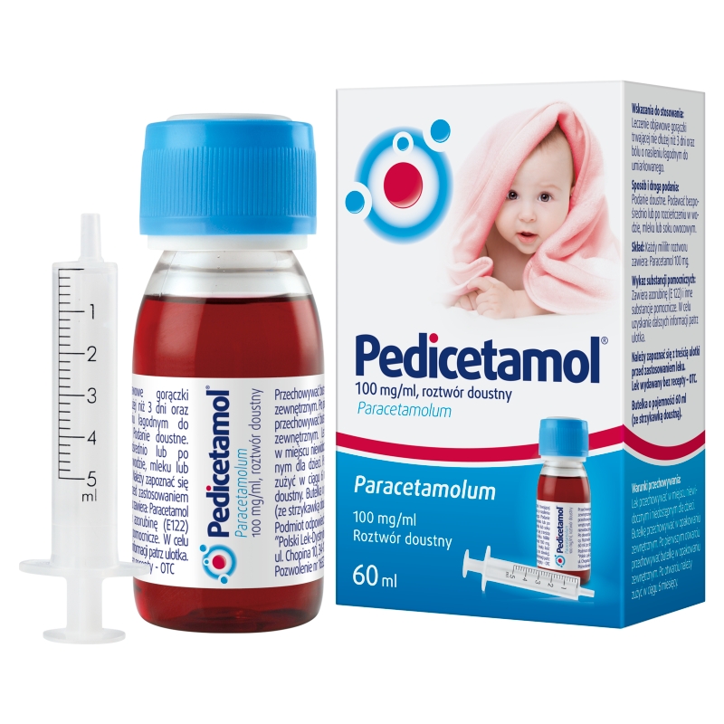 Pedicetamol, roztwór na gorączkę u dzieci, butelka 60 ml KRÓTKA DATA 31.08.2026