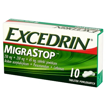 Excedrin Migra Stop, tabletki doraźne na bóle głowy i migreny, 10 szt.