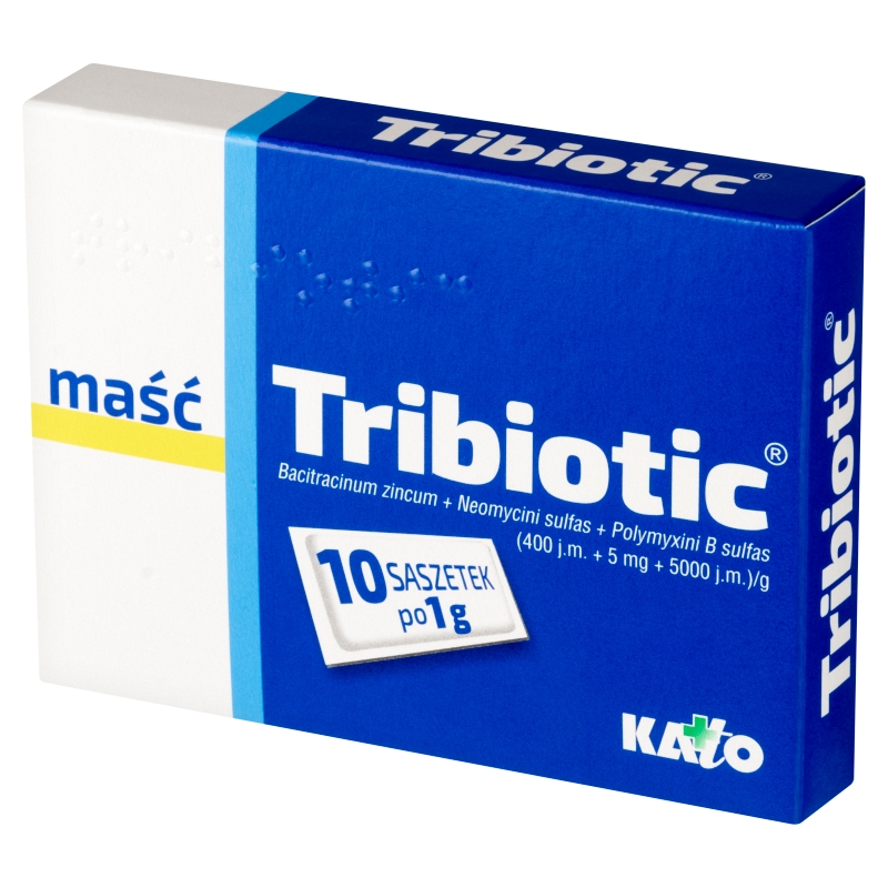 Tribiotic, maść bakteriobójcza na rany, zadrapania, oparzenia, 10 sasz. x 1 g