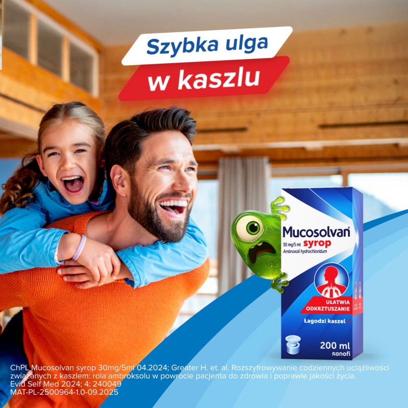 Mucosolvan, syrop wykrztuśny, rozrzedzający wydzielinę, butelka 200 ml