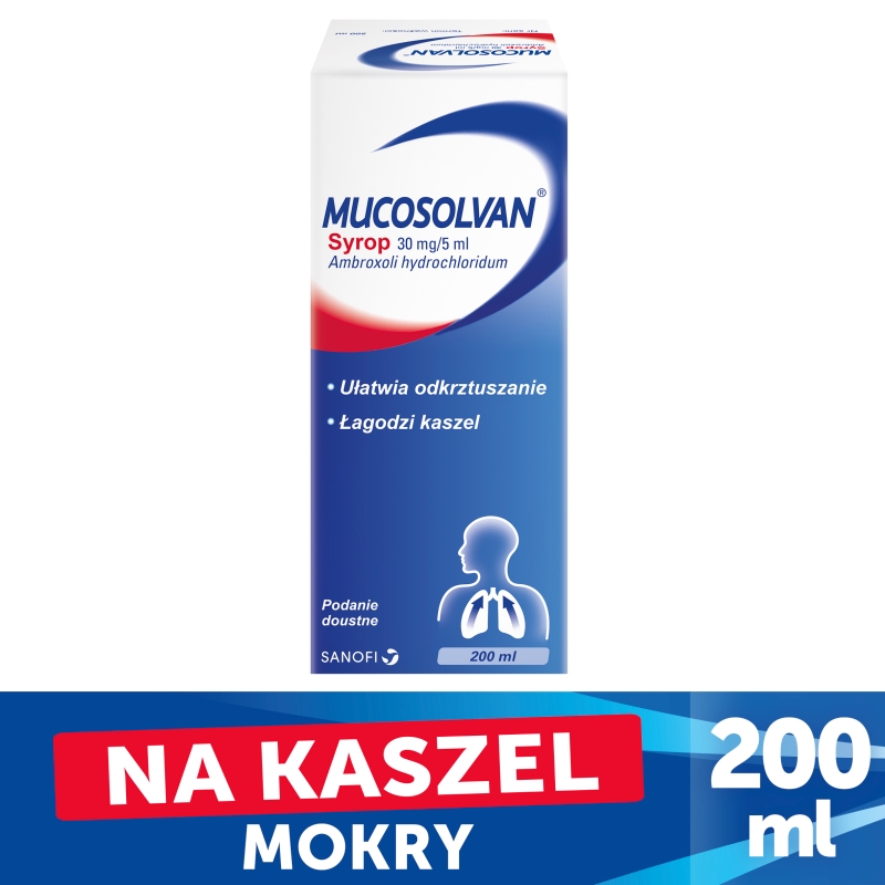 Mucosolvan, syrop wykrztuśny, rozrzedzający wydzielinę, butelka 200 ml