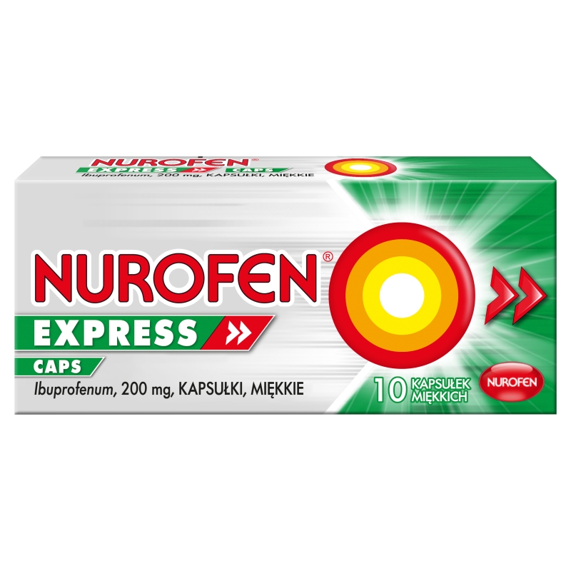 Nurofen Express Femina kapsułki na ból różnego pochodzenia o nasileniu słabym i umiarkowanym, 10 szt. 