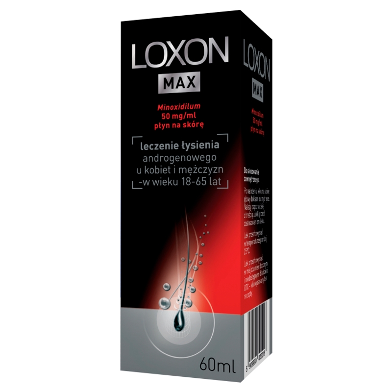 Loxon Max, płyn leczniczy na skórę głowy na łysienie typu androgenowego, butelka 60 ml