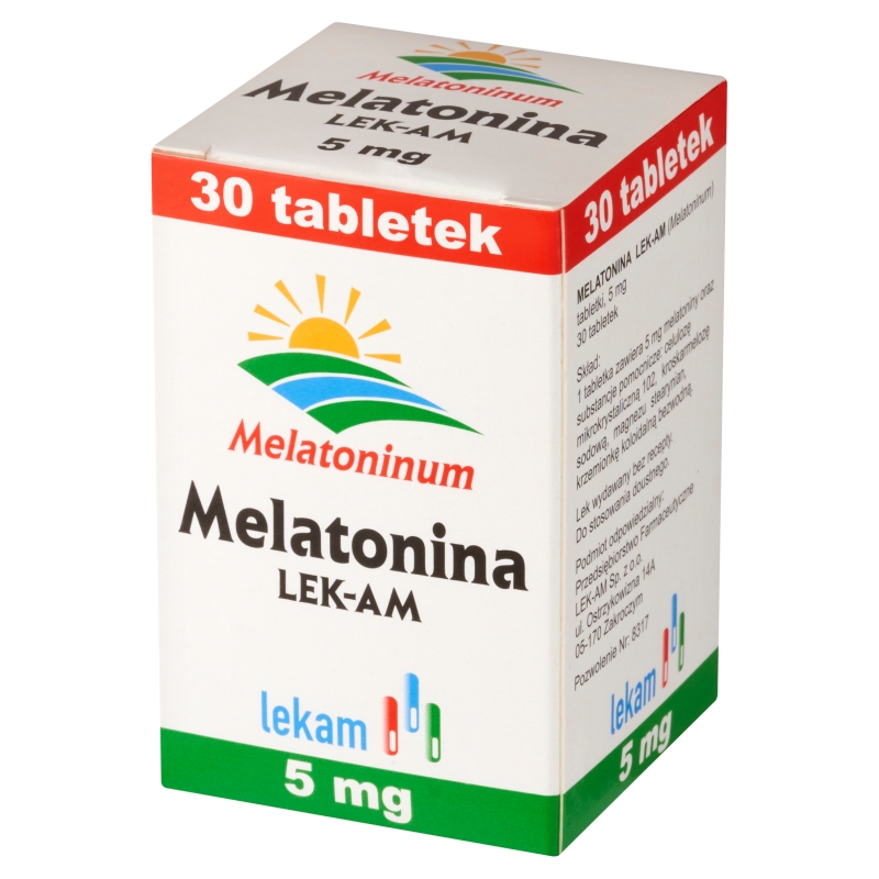 Melatonina LEK-AM, tabletki na zaburzenia rytmu snu i czuwania, 30 szt.