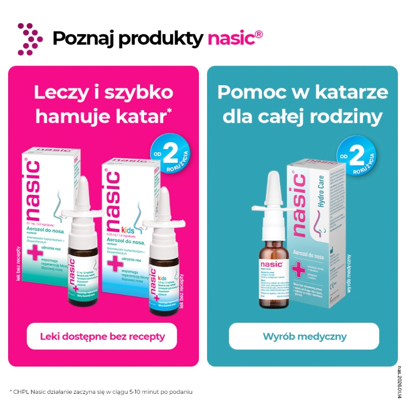 Nasic, aerozol udrażniający nos wspomagający regenerację błony śluzowej, butelka 10 ml