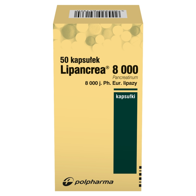 Lipancrea 8000, kapsułki na upośledzenie czynności trzustki, 50 szt.