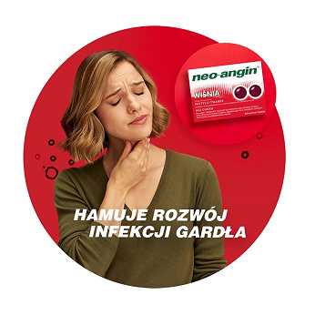 Neo-Angin Wiśnia, pastylki na ból gardła, 24 szt.