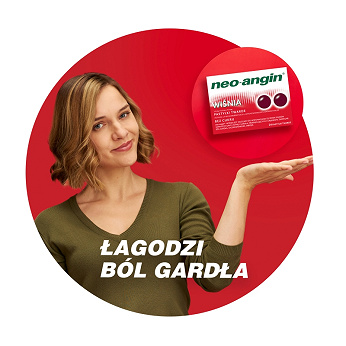 Neo-Angin Wiśnia, pastylki na ból gardła, 24 szt.