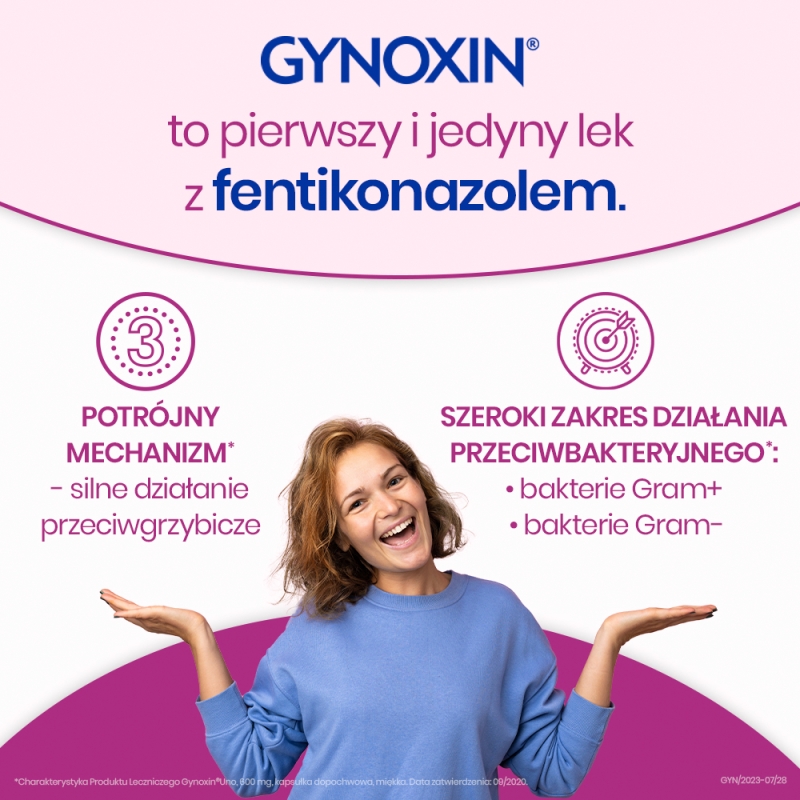 Gynoxin Uno, kapsułki dopochwowe na drożdżycę błon śluzowych narządów płciowych, 1 szt.