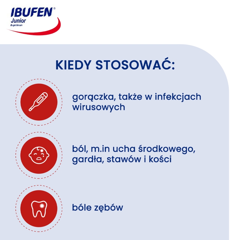 Ibufen Junior, kapsułki na ból słabym i umiarkownym, stany gorączkowe, 10 szt.