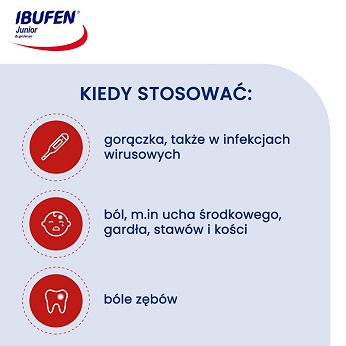 Ibufen Junior, kapsułki na ból słabym i umiarkownym, stany gorączkowe, 10 szt.