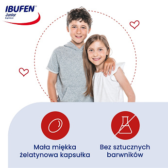 Ibufen Junior, kapsułki na ból słabym i umiarkownym, stany gorączkowe, 10 szt.