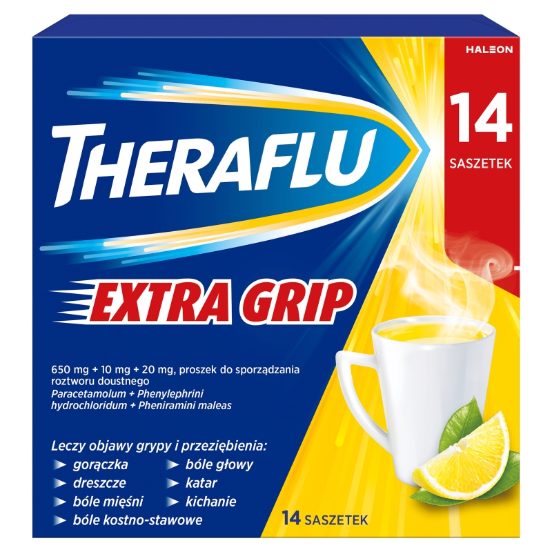 Theraflu ExtraGRIP proszek na objawy przeziębienia i grypy, 14 sasz.