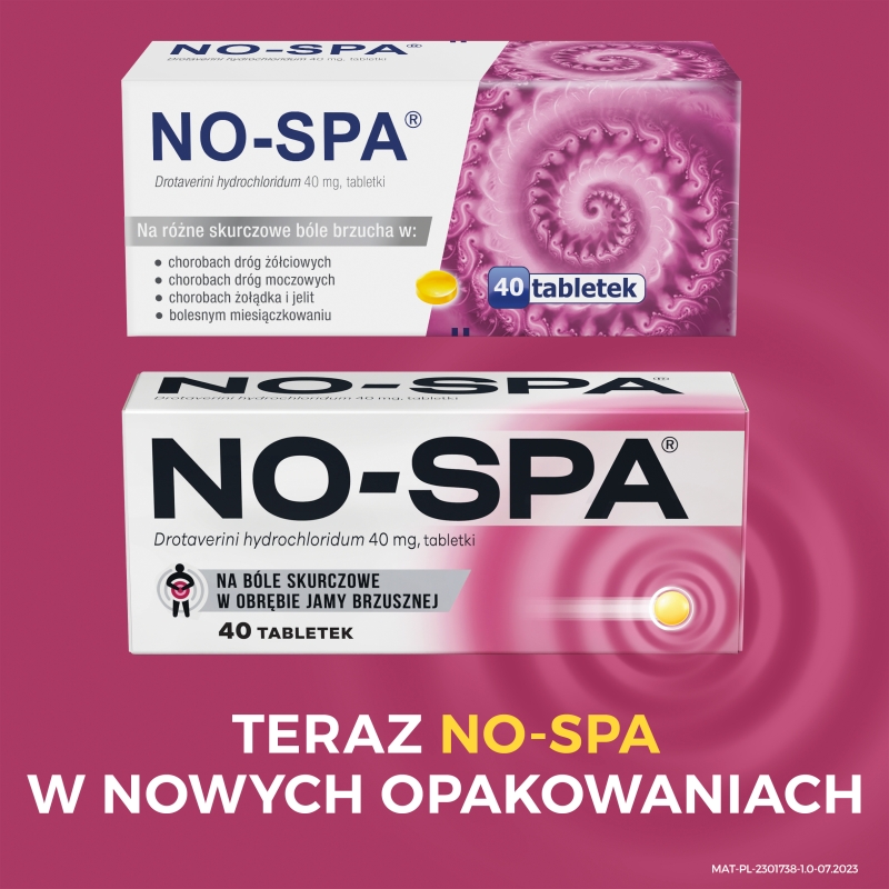 NO-SPA, tabletki rozkurczowe na ból brzucha, 40 szt.