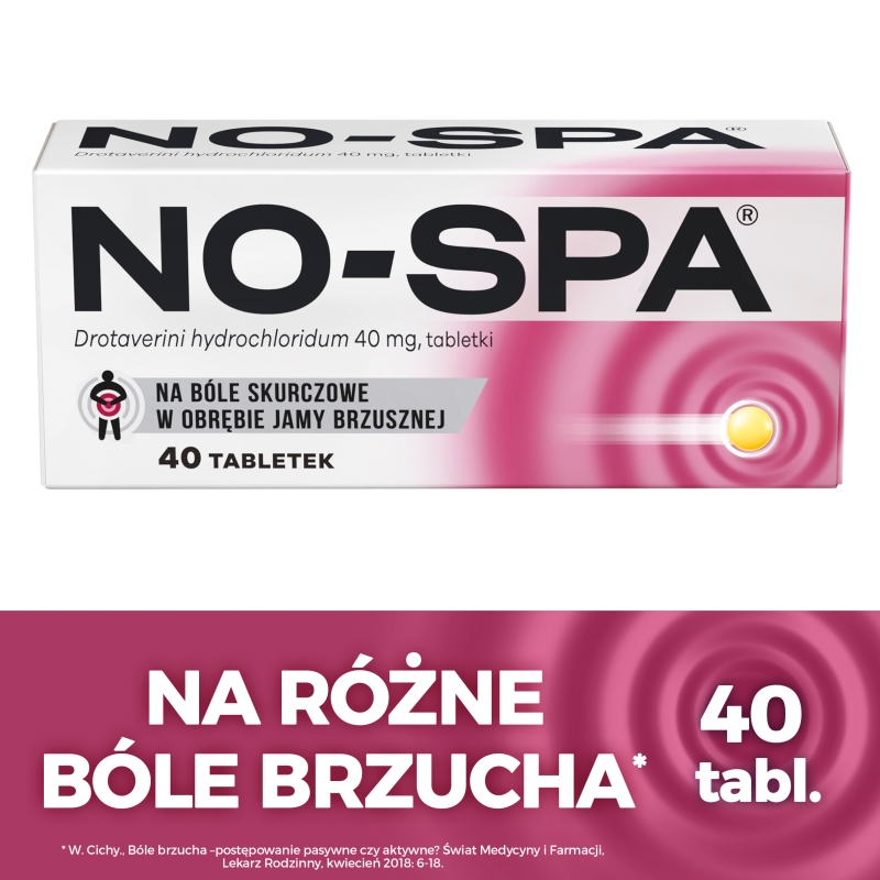 NO-SPA, tabletki rozkurczowe na ból brzucha, 40 szt.