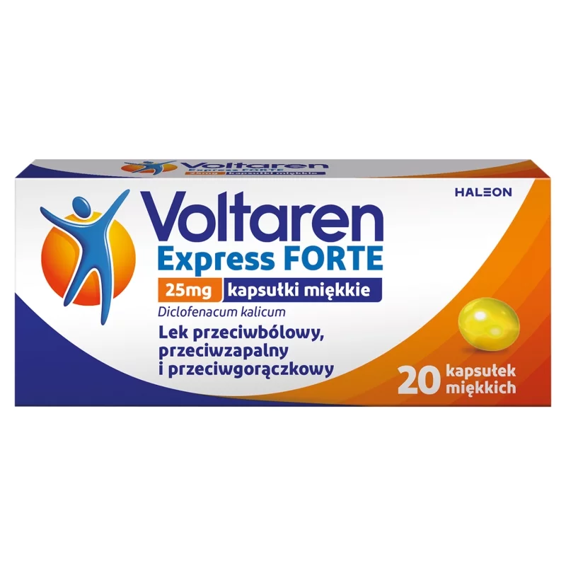 Voltaren Express Forte, kapsułki przeciwbólowe, przeciwzapalne i przeciwgorączkowe 20 szt.