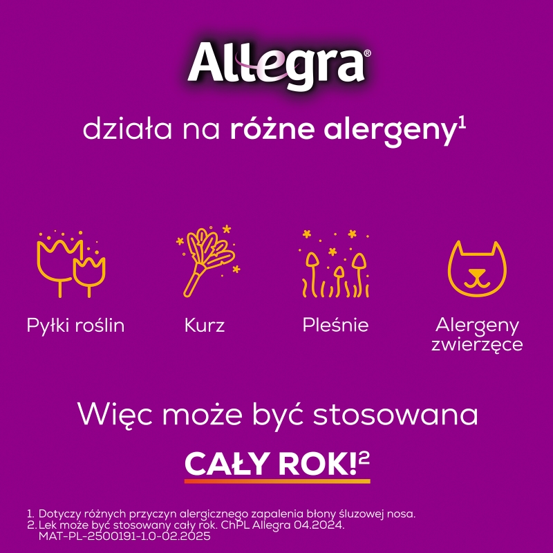 Allegra, tabletki na alergię sezonową, 10 szt.
