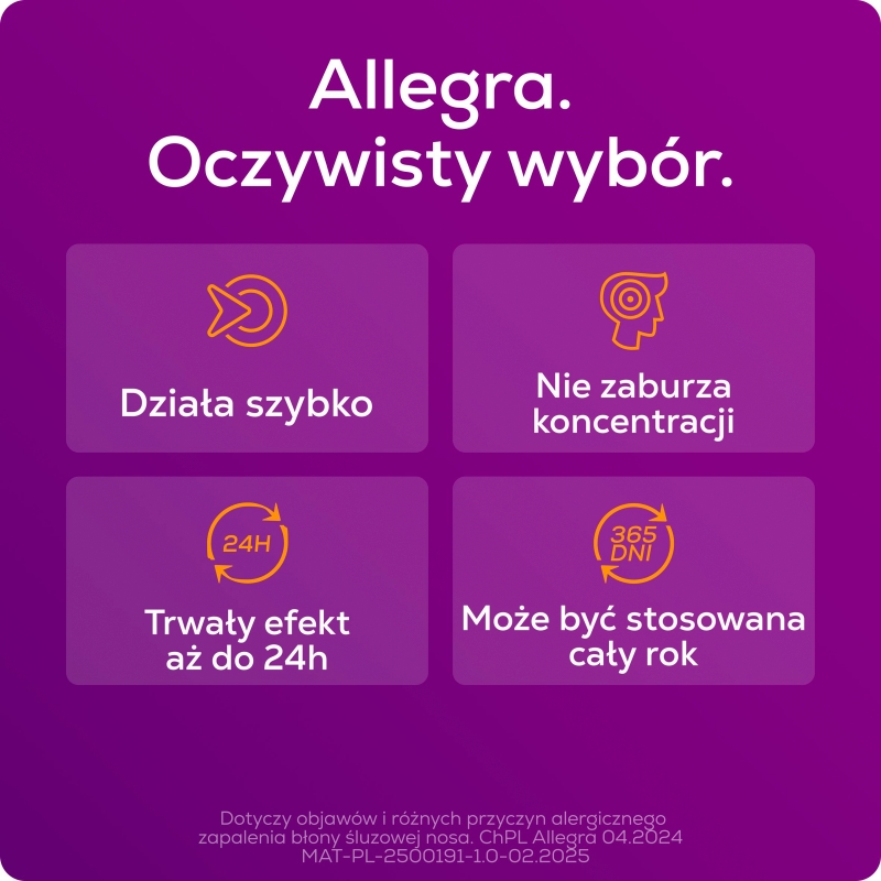 Allegra, tabletki na alergię sezonową, 10 szt.