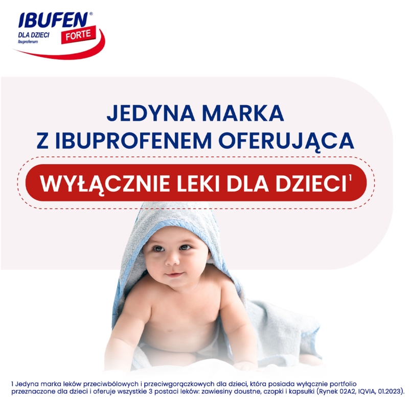 Ibufen dla dzieci Forte, przeciwbólowy o smaku truskawkowym, butelka 100 ml