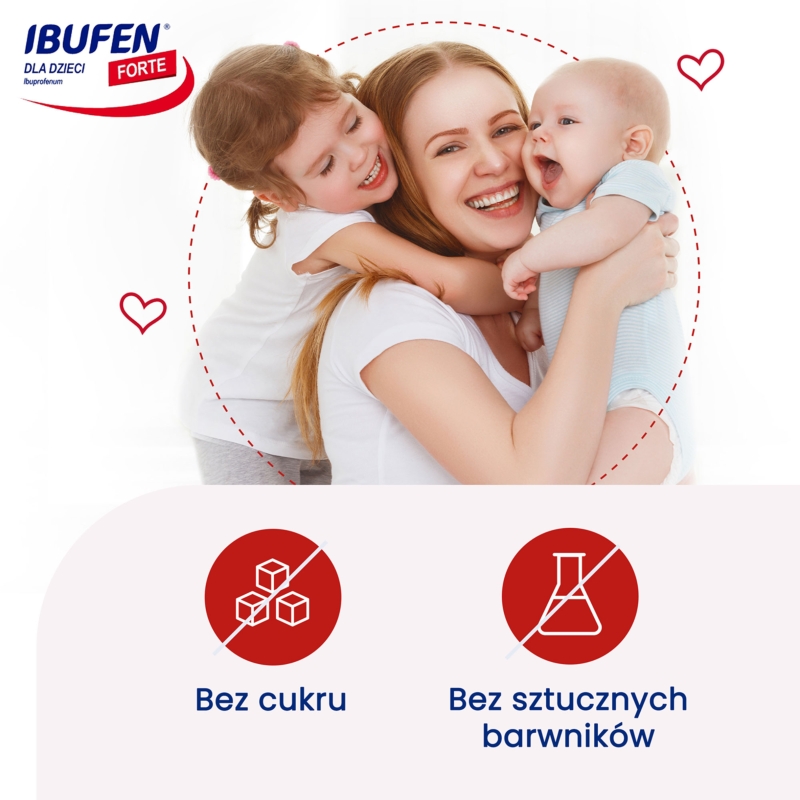 Ibufen dla dzieci Forte, przeciwbólowy o smaku truskawkowym, butelka 100 ml