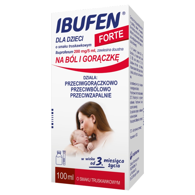 Ibufen dla dzieci Forte przeciwbólowy o smaku truskawkowym, butelka 100 ml