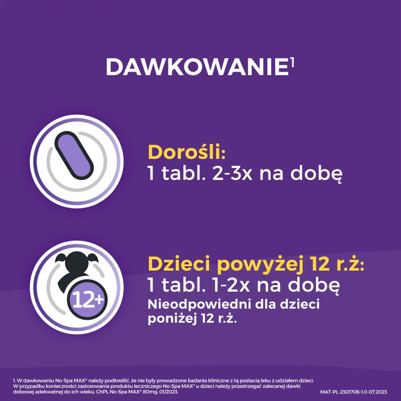 NO-SPA Max, tabletki rozkurczowe na ból brzucha, 20 szt.