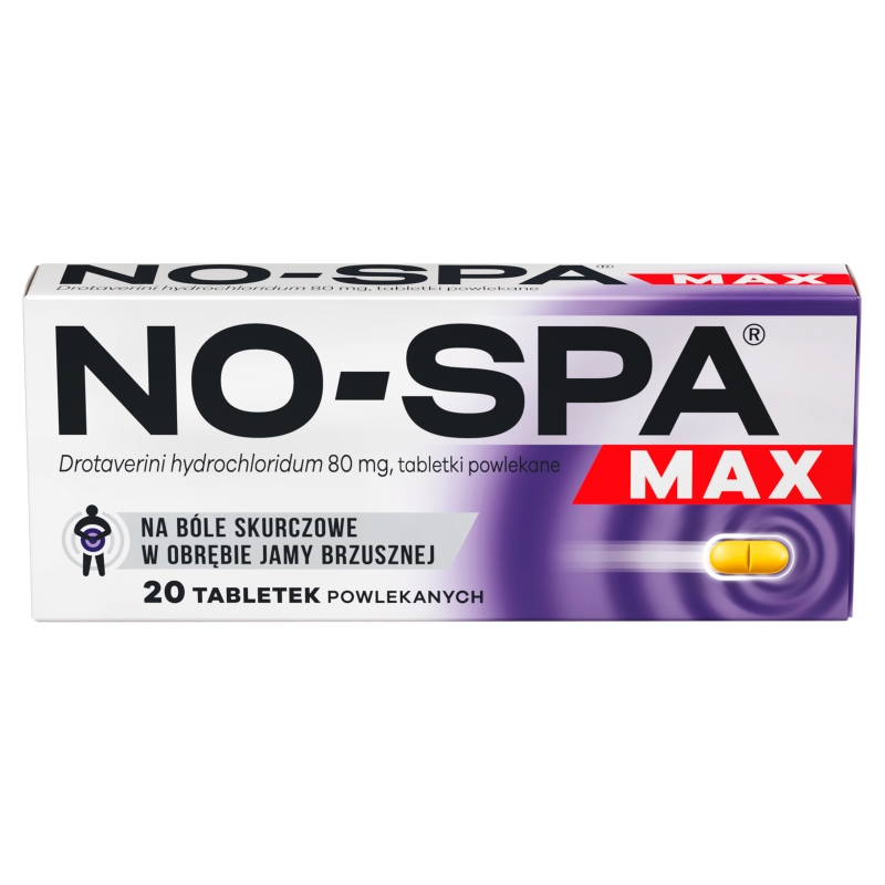 NO-SPA Max, tabletki rozkurczowe na ból brzucha, 20 szt.