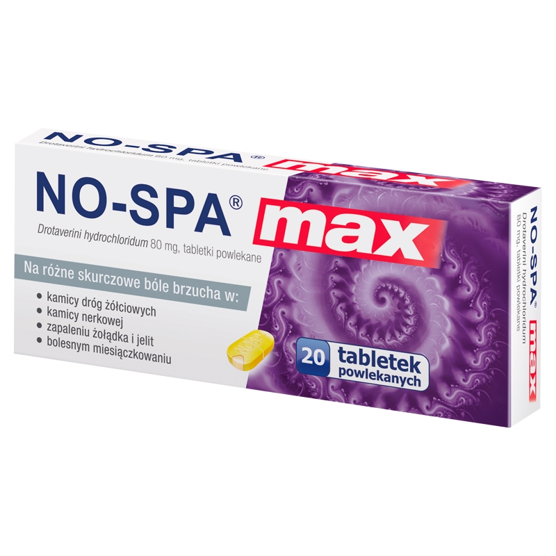 NO-SPA Max, tabletki rozkurczowe na ból brzucha, 20 szt.