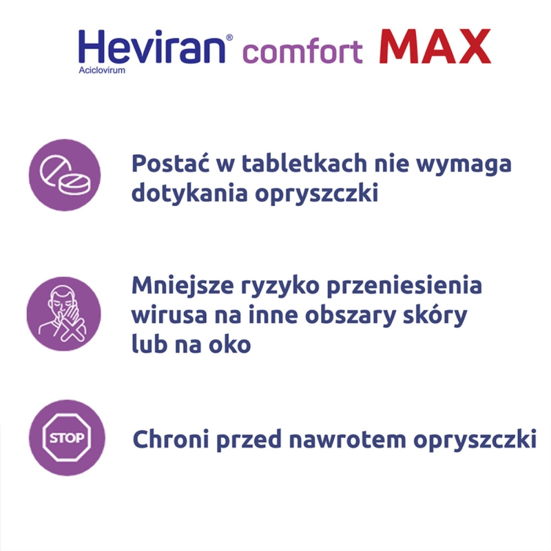 Heviran Comfort MAX, tabletki na nawracającą opryszczkę, 0,4 g, 30 szt.