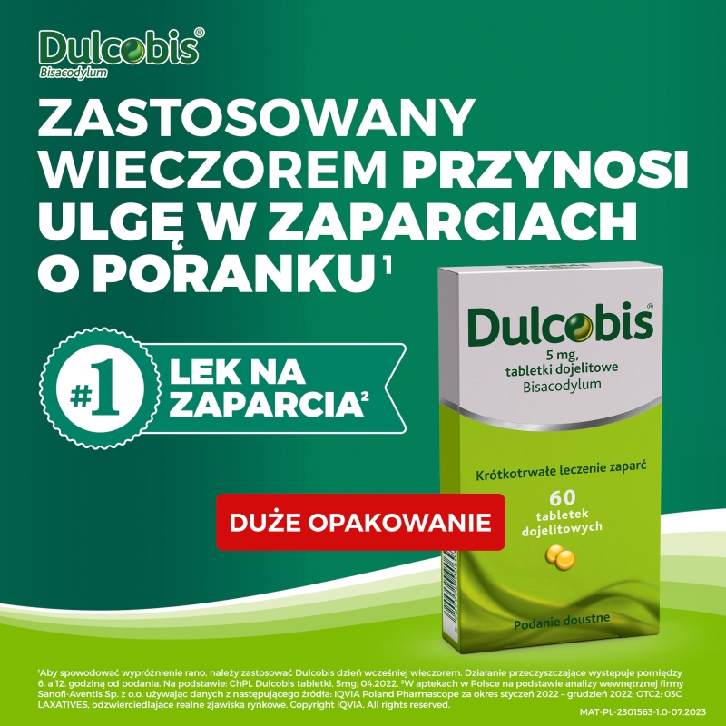 Dulcobis, tabletki do krótkotrwałe leczenie zaparć, 60 szt.