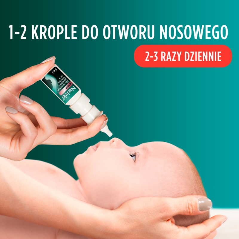 Nasivin Baby, krople udrażniające nos dla niemowląt, butelka 5 ml