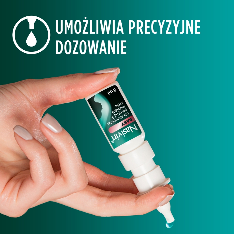 Nasivin Baby, krople udrażniające nos dla niemowląt, butelka 5 ml