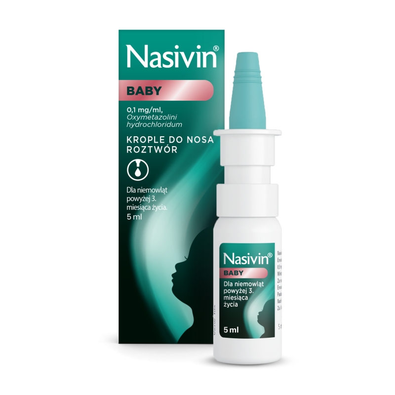 Nasivin Baby, krople udrażniające nos dla niemowląt, butelka 5 ml