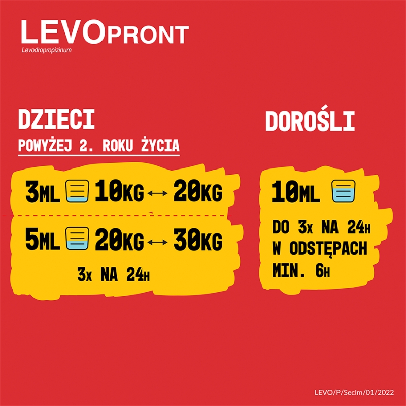 Levopront, syrop na kaszel suchy dla dzieci od 2 lat i dorosłych, butelka 120 ml