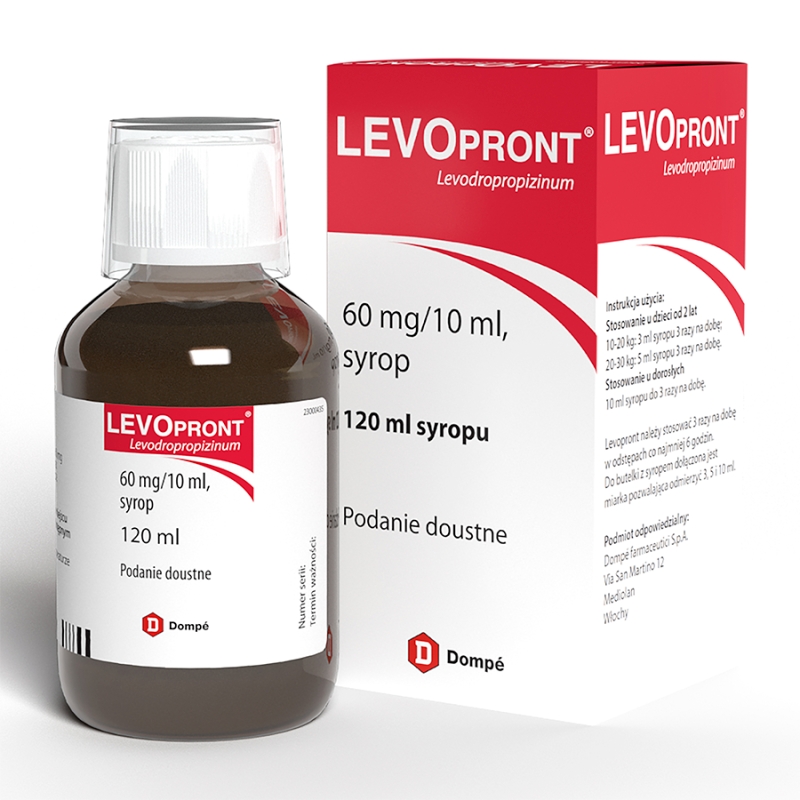 Levopront, syrop na kaszel suchy dla dzieci od 2 lat i dorosłych, butelka 120 ml