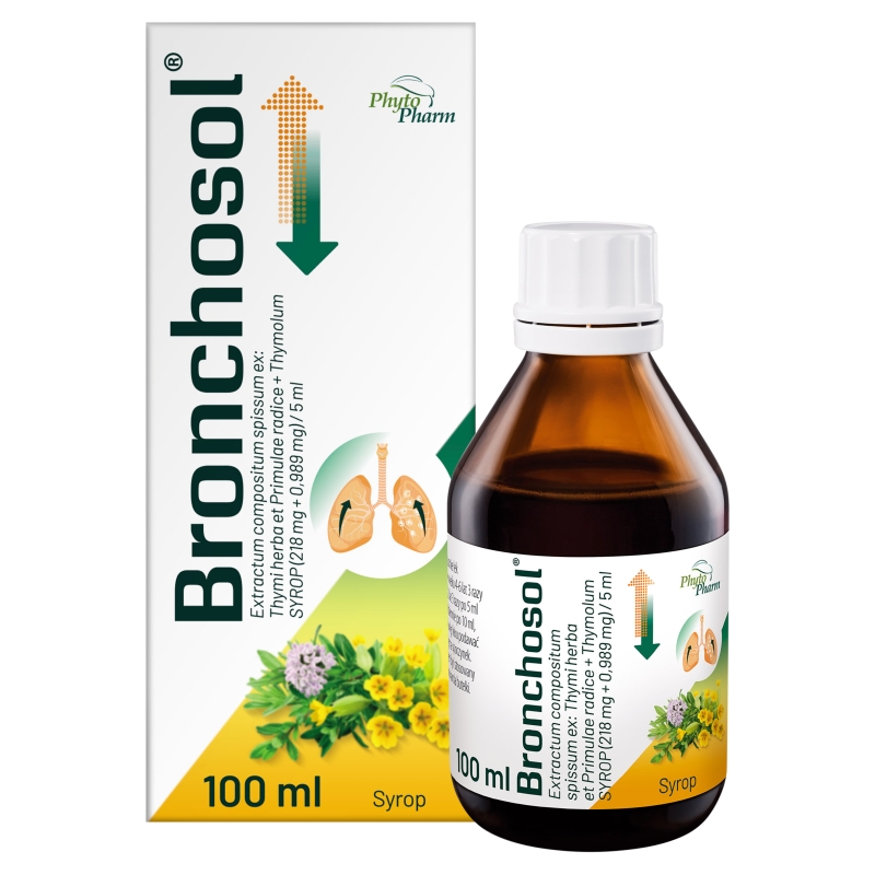 Bronchosol , syrop na kaszel i utrudnione odkrztuszanie, 100 ml