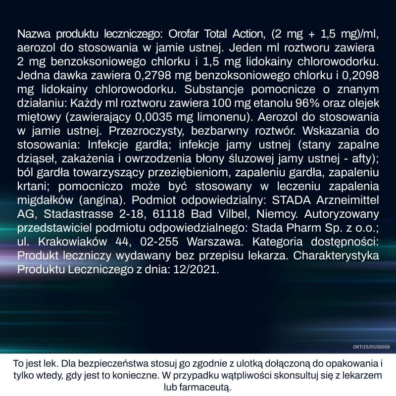 Orofar, aerozol na ból gardła i infekcje jamy ustnej, 30 ml