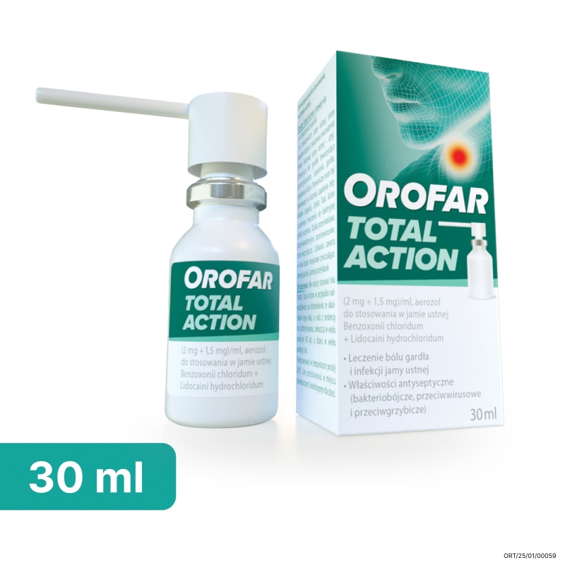 Orofar, aerozol na ból gardła i infekcje jamy ustnej, 30 ml