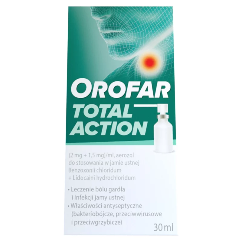 Orofar aerozol na ból gardła i infekcje jamy ustnej, 30 ml