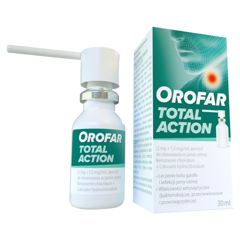 Orofar, aerozol na ból gardła i infekcje jamy ustnej, 30 ml