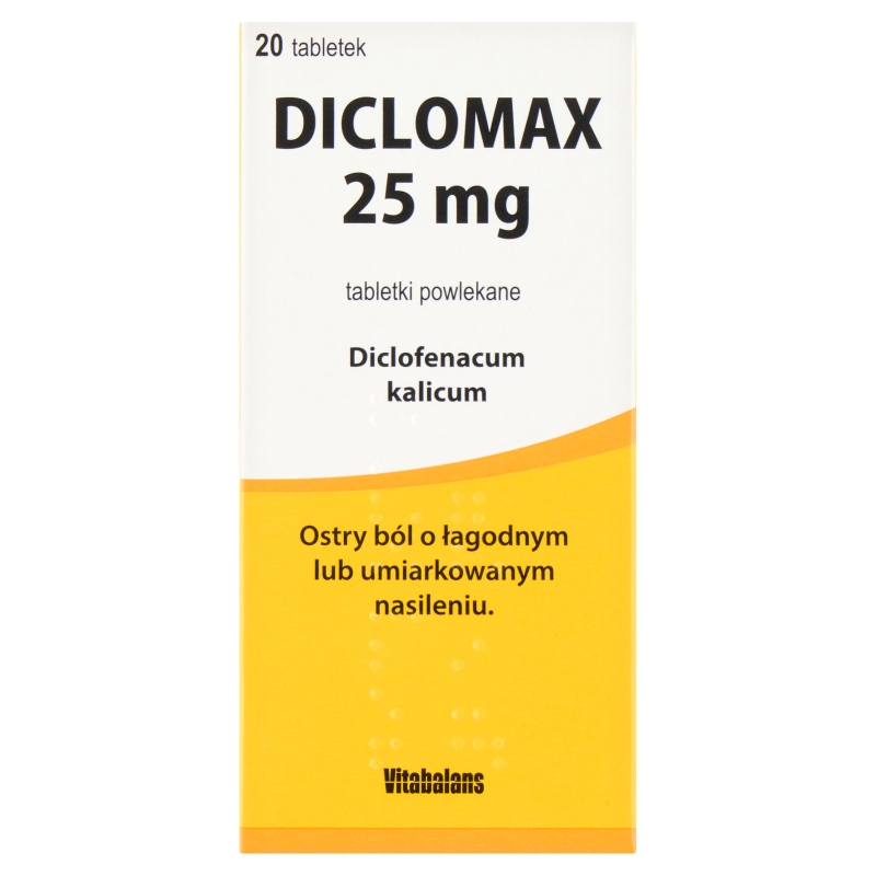 Diclomax 25 mg tabletki powlekane na ostry ból o łagodnym lub umiarkowanym nasileniu, 10 szt.