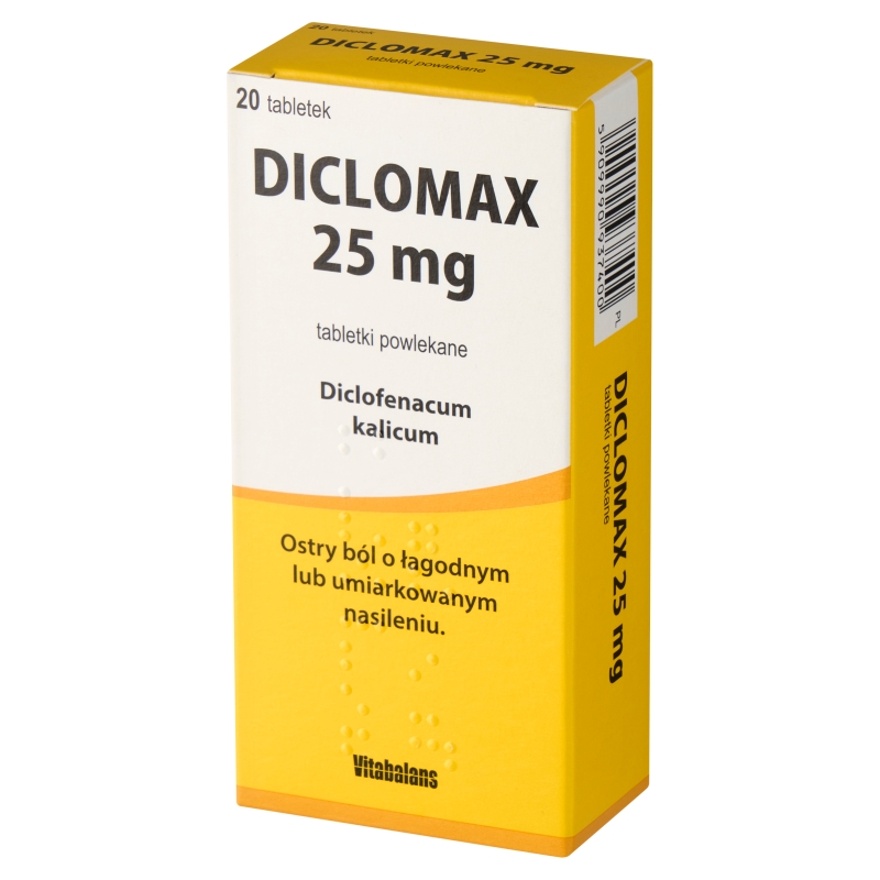 Diclomax 25 mg, tabletki powlekane na ostry ból o łagodnym lub umiarkowanym nasileniu, 10 szt.