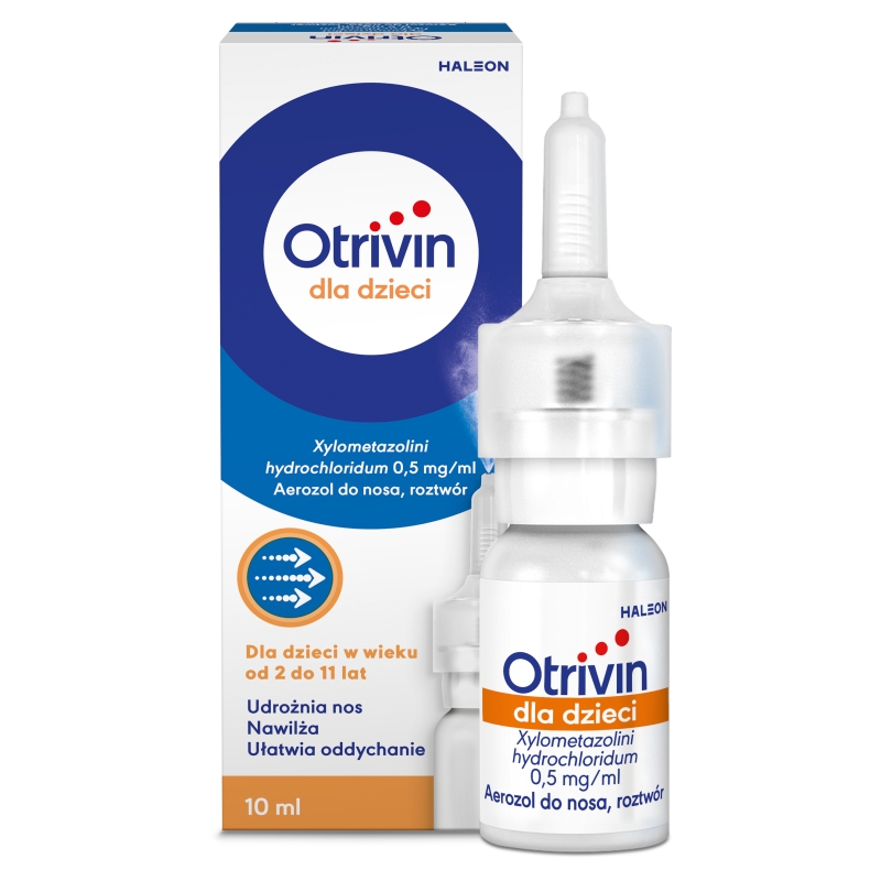 Otrivin 0,05% dla dzieci, aerozol do nosa nawilżający oraz ułatwiający oddychanie, butelka 10 ml