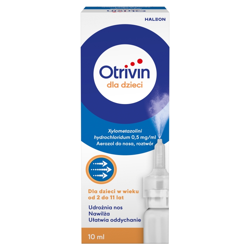 Otrivin 0,05% dla dzieci aerozol do nosa nawilżający oraz ułatwiający oddychanie, butelka 10 ml