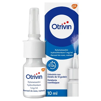 Otrivin 0,1%, aerozol udrażniający nos, nawilżający błonę śluzową, butelka 10 ml
