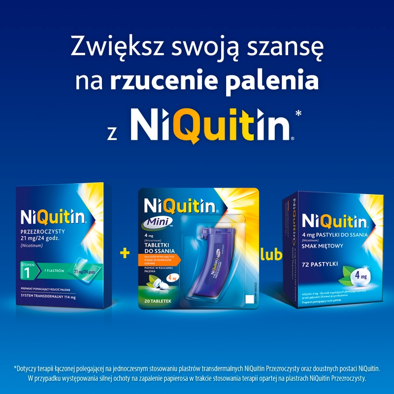 NiQuitin, pastylki do ssania wspomagające rzucenie palenia, 72 szt.