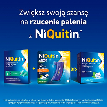 NiQuitin, pastylki do ssania wspomagające rzucenie palenia, 72 szt.