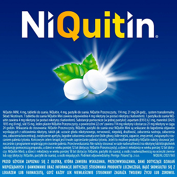 NiQuitin, pastylki do ssania wspomagające rzucenie palenia, 72 szt.