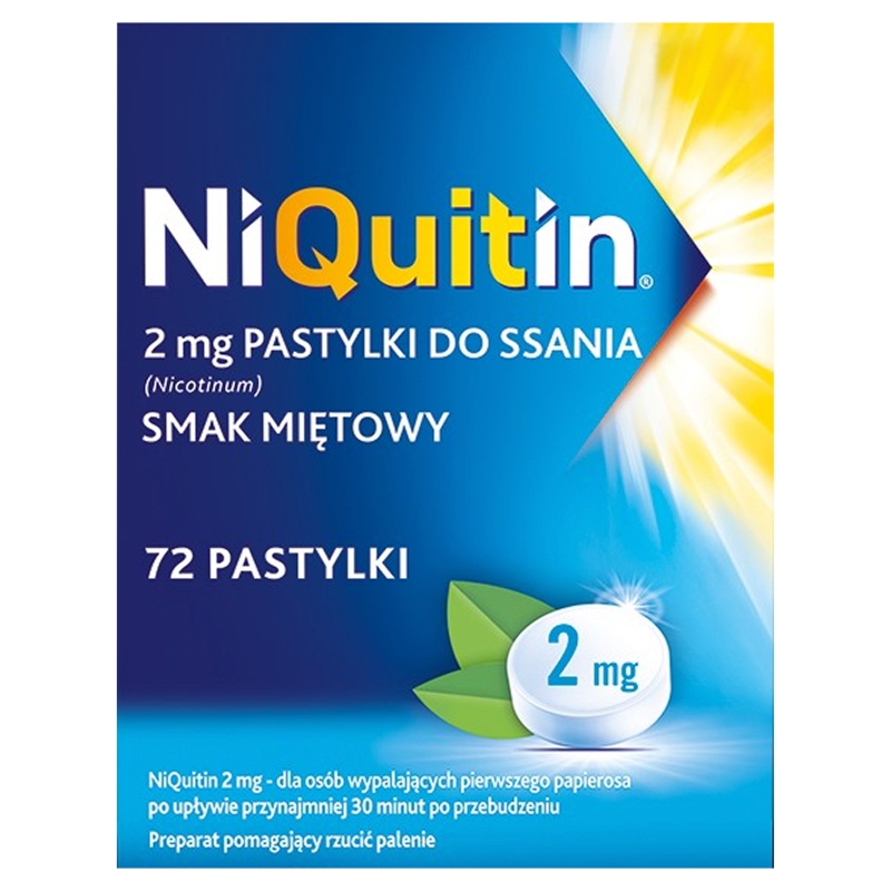 NiQuitin pastylki do ssania wspomagające rzucenie palenia, 72 szt.